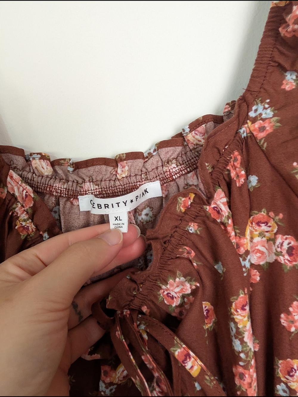 NWT Brown Floral Midi Smocked Dress Cowgirl Western Rodeo Coquette‎ Milkmaid - Picture 2 of 7